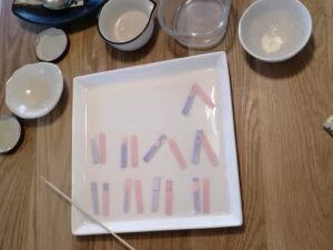 リトマス紙でPHを図っている様子